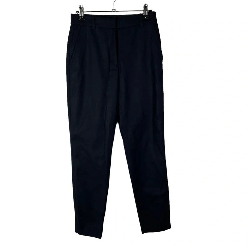 COS Navy Blue Wool Straight Leg Dress Trousers 2